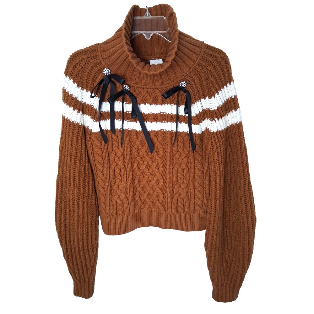 Anthropologie Maeve Cable Knit Balloon Sleeve Sweater Size‎ Med Fairy Coquette